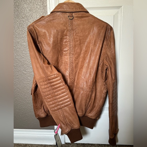 Mango Leather Bomber Jacket - Picture 3 of 8
